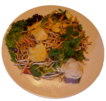 Gebratene Eiernudeln mit Tofu (vegetarisch)