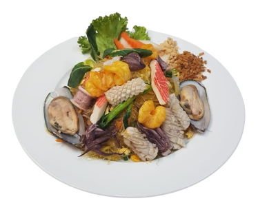 Riesengarnelen mit Tintenfisch und köstlicher Austern-Sauce (scharf)