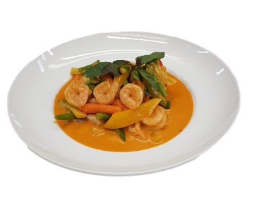 Riesengarnelen mit Kokosmilch und Mango-Sauce (scharf)